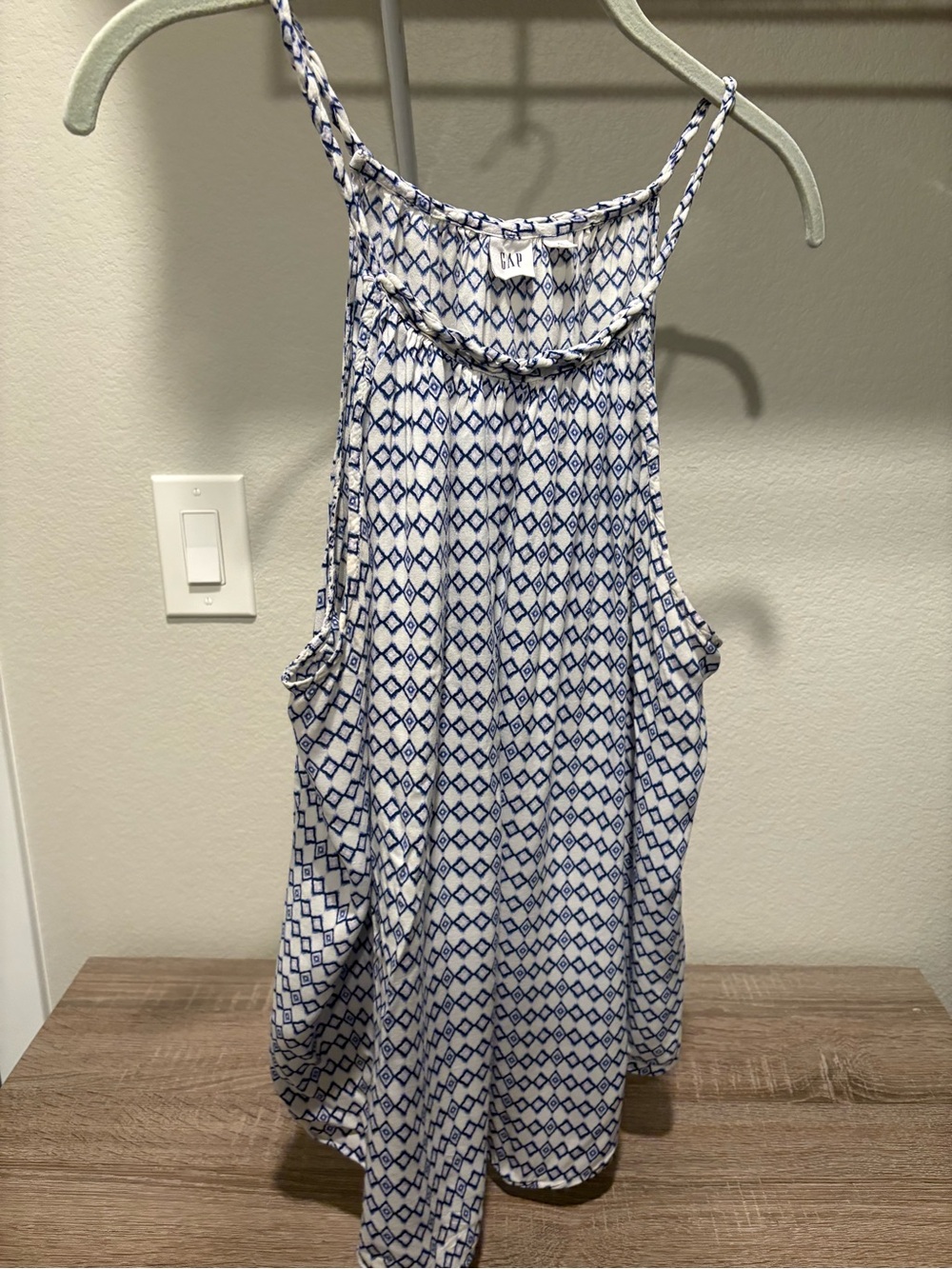 GAP White and Navy Geometric Halter Cami